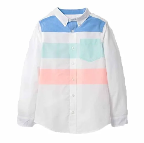 Boys Woven Button Shirt — short variety (multi stripe white