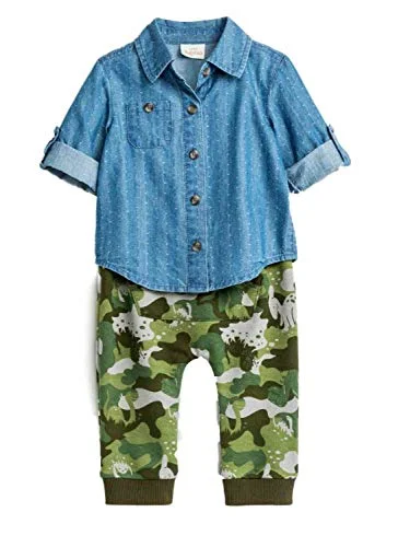 Denim Shirt & Dino Pants — 3-6