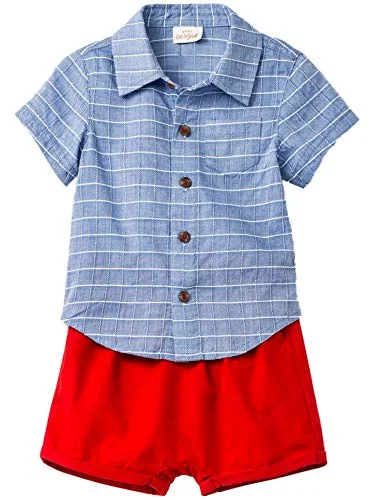 Infant Plaid Shirt Shorts Set — 12m