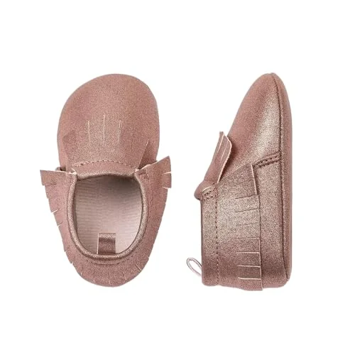 Cat & Jack Baby Girls' Faux Leather Fringe Shoes - (Gold/Pink, US Footwear Size System, Infant, Women, Age Range, Narrow, 0 Months, 3 Months)