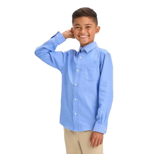 Cat & Jack Boys' Long-Sleeve Button-Down Shirt - (US, Alpha, X-Small, Regular, Light Blue)