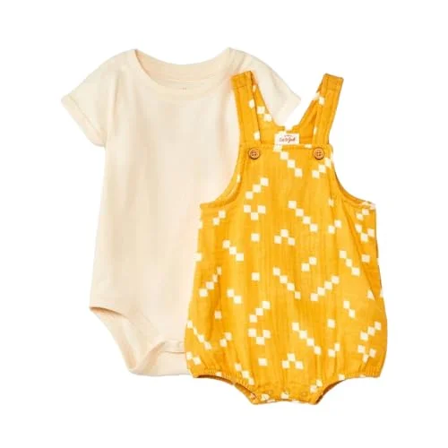 Baby Gauze Shortalls Set — 0-3m)