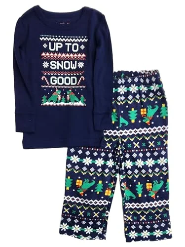 Infant Boys Blue Lightweight Up To Snow Good Christmas Holiday Pajamas 18m