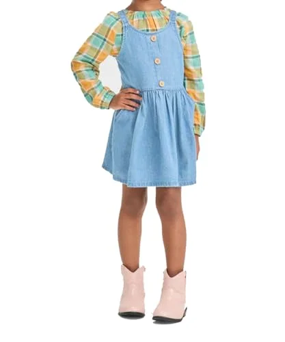 Plaid Top Skirtall Set — 3t)