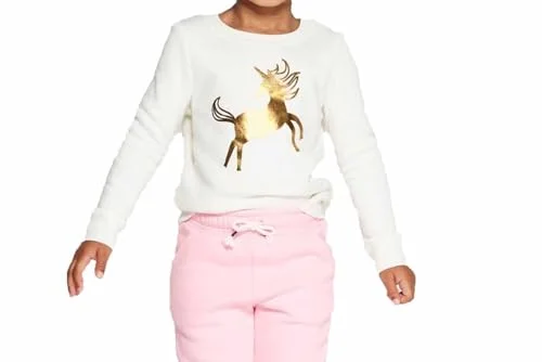 Cat & Jack Toddler Girls' Crew Fleece Sweatshirt - (US, Age, 3 Years, Almond Cream Unicorn)
