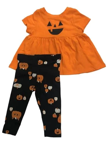 Cat & Jack Infant & Toddler Girls Pumpkin Halloween Outfit Top & Leggings Set 18 Months