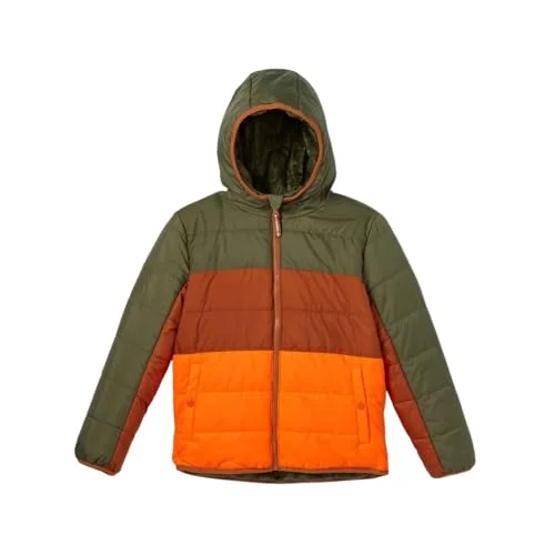 Cat & Jack Boys' Reversible Puffer Jacket - (X-Small, Green/Orange)